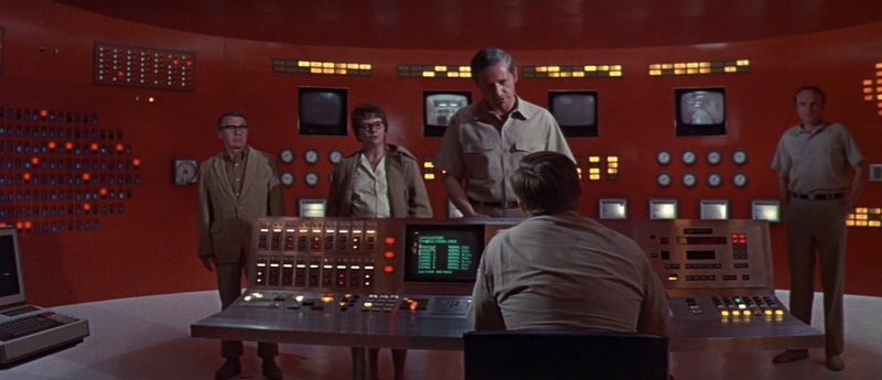 You can really see the influence of 2001: A Space Odyssey in the set design.